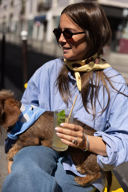 Bandana Jaune à Pois Marrons — Chien & Humain