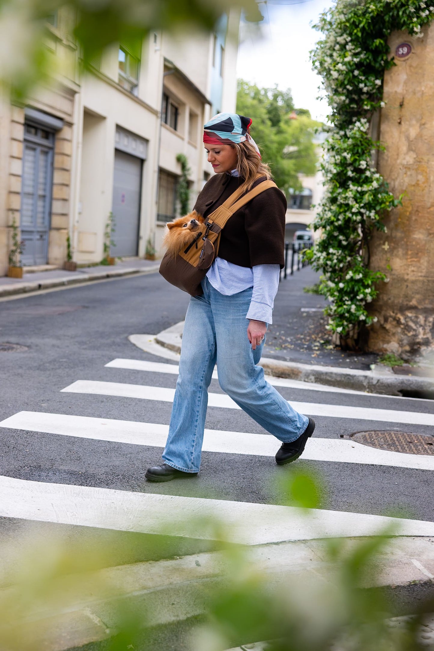 Sac de transport en bandoulière marron - Version printemps / été - Weloca